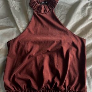 Express Gathered Top in Deep Brown